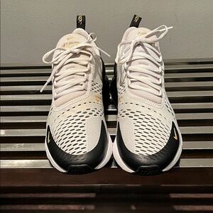 Nike Air Max 270 White and Black with Gold Accents